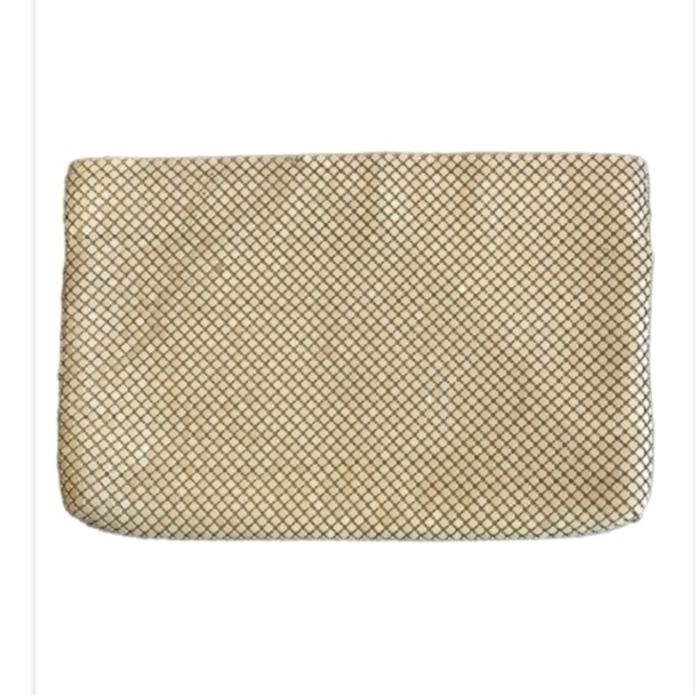 WHITING DAVIS Mesh Cream Vintage Clutch Bag